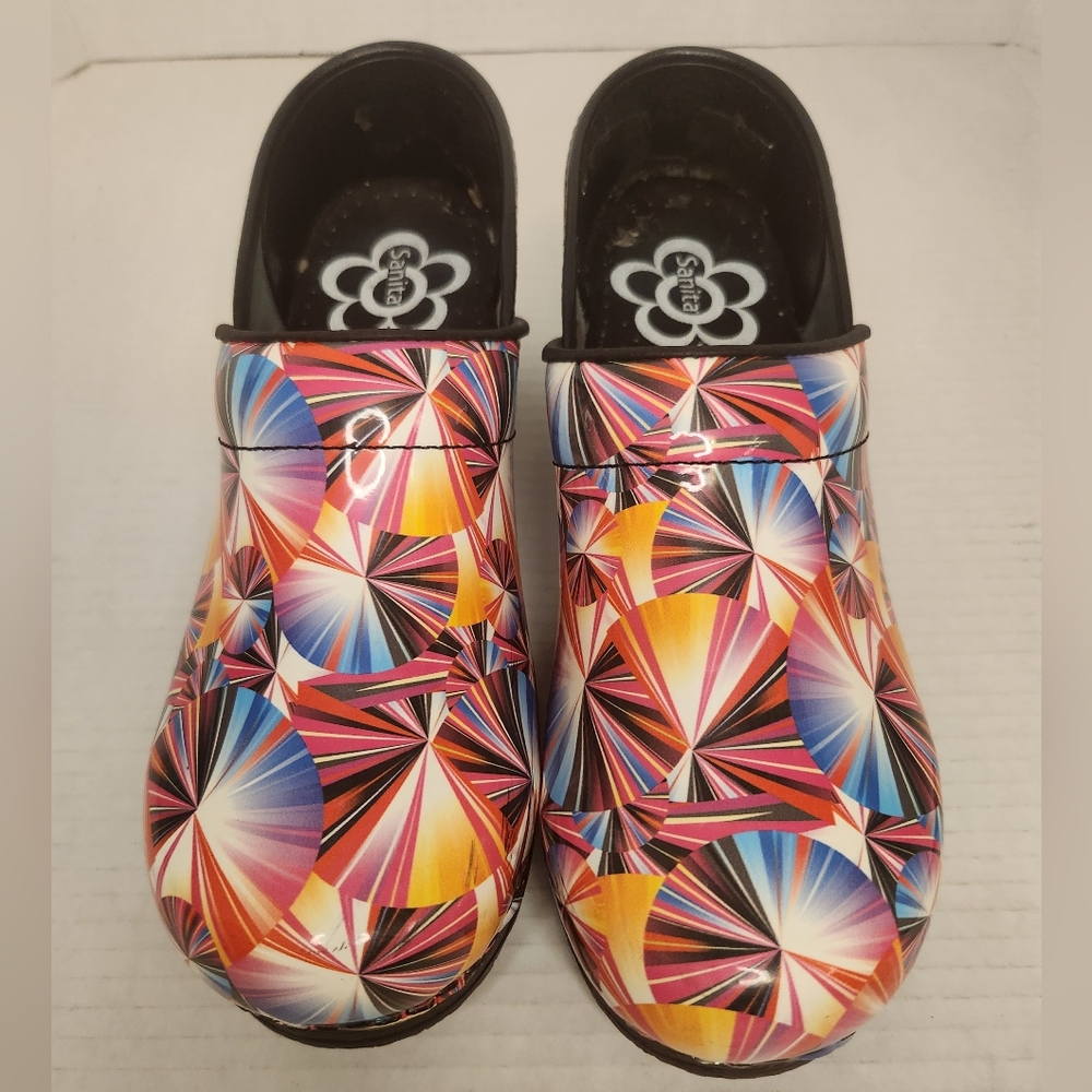 Sanita Women's Original Pro Geo Pink Clog Size 39/8 *CONDITION CONSIDERED*
